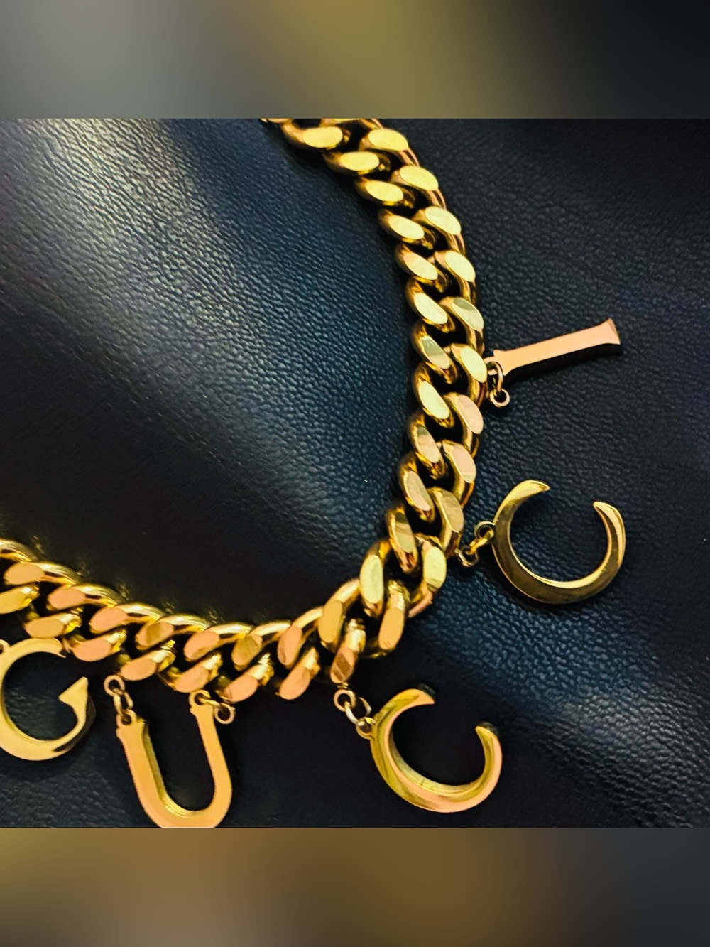 Gold Chunky Gucci Style Charm Chain Bracelet